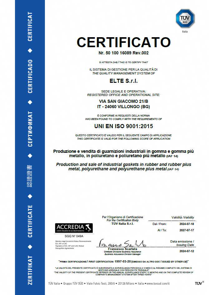 Certificato qualità ISO 9001